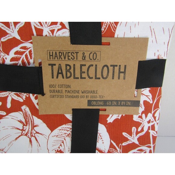 Harvest & Co Tablecloth New 100% Cotton Certified Oeko-Tex Oblong 60x84 - Picture 3 of 5